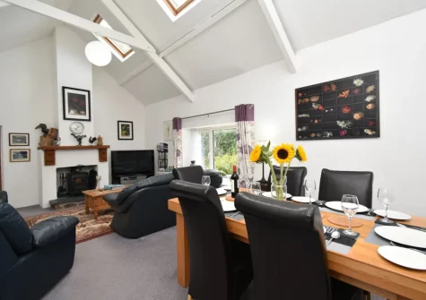 The living & dining area at Cleggars Castle, Templeton