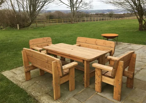 The patio, alfresco dining area & garden at Clicketts Heath, Saundersfoot
