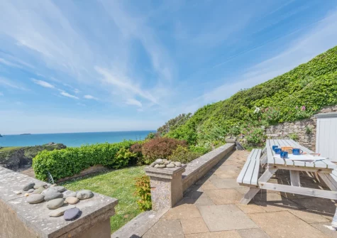 The patio, alfresco dining area & garden at Cliff Cottage, Little Haven