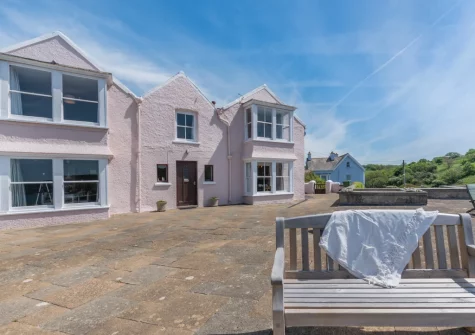 The patio & outdoor sitting area at Cliff Cottage, Little Haven