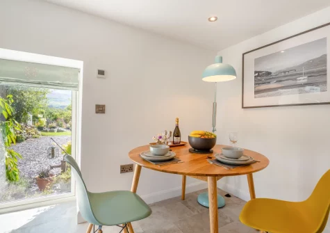 The dining area at Cuddfan Idris, Llanelltyd