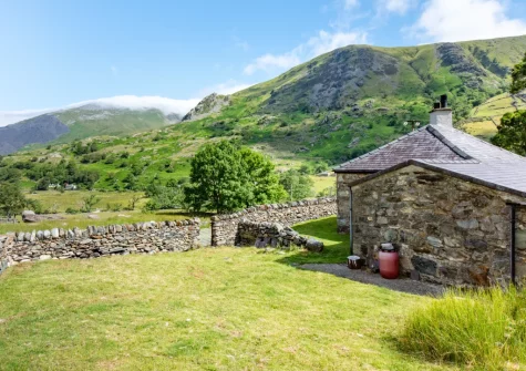 The lawned garden at Cwm Glas Bach, Nant Peris