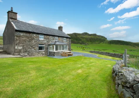 The lawned garden at Cwm Mawr, Cwmystradllyn