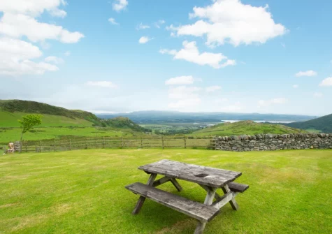 The fabulous enclosed garden, beyond the stone boundary wall is open farmland