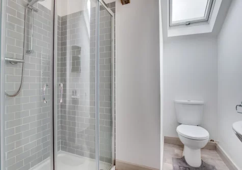 The shower room at Cwt y Bugail, Rhoscefnhir