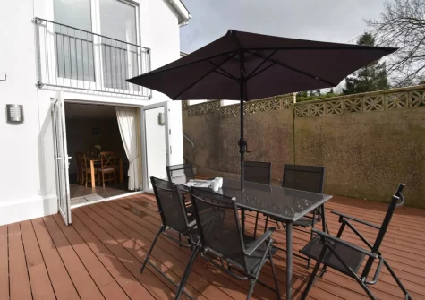 The decked terrace & alfresco dining area at Delfryd Cottage, Saundersfoot