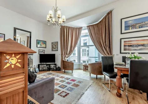 The living area at Flat 3, 34 Victoria Street, Tenby