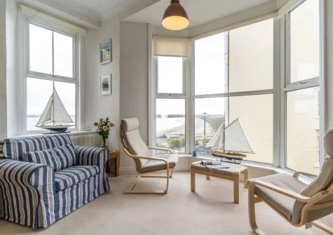 The living area at Flat 3, Beaufort House, Tenby