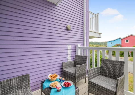 The decked terrace & outdoor sitting area at Freshwater Sea View, Freshwater East
