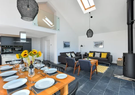 The living & dining area at Geufron House, Aberdaron