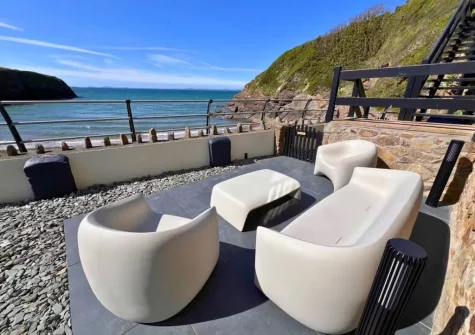 The enclosed patio & outdoor sitting area at Graftons, Little Haven