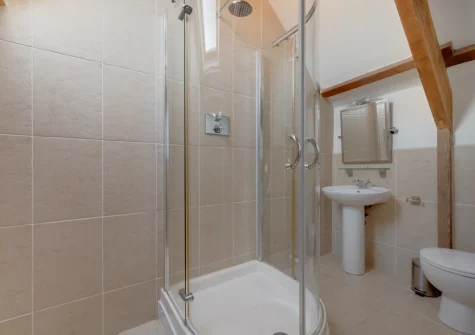 Bedroom #1 en-suite shower room at Graig Y Don, Amroth