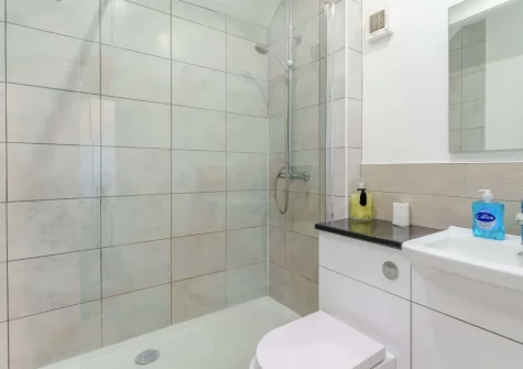 The shower room at Green Cottage Coach House, Tenby