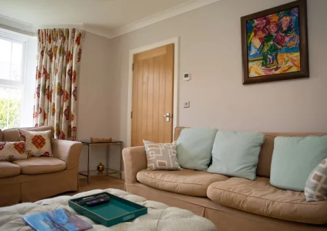 The living room at Green Meadows, Newport