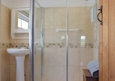 The shower room at Hafan Fach Cottage, Maidenwells