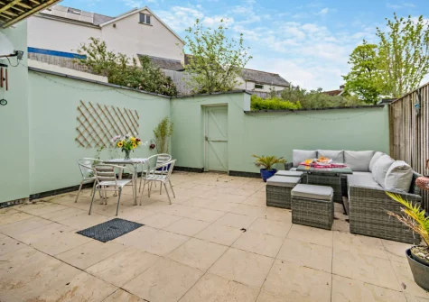 The enclosed patio garden & alfresco dining area at Hafan, Saundersfoot