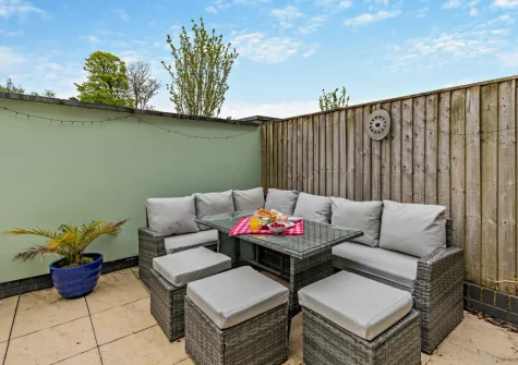 The enclosed patio garden & alfresco dining area at Hafan, Saundersfoot