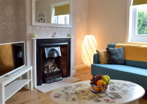 The living room at Hafan, Tenby