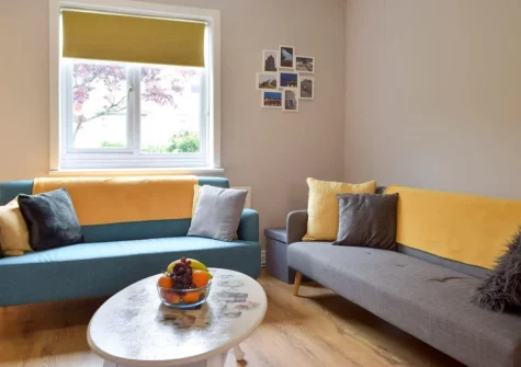 The living room at Hafan, Tenby