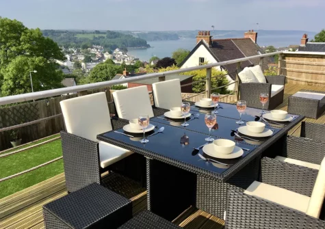 The decked patio & alfresco dining area at Harbour View, Saundersfoot