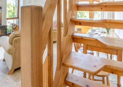 The stairs up to the first floor at Harmony Cottage, Trefasser