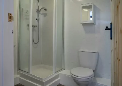 Bedroom #3 en-suite shower room at Hawthorn Cottage at Woodlands Farm, Little Haven