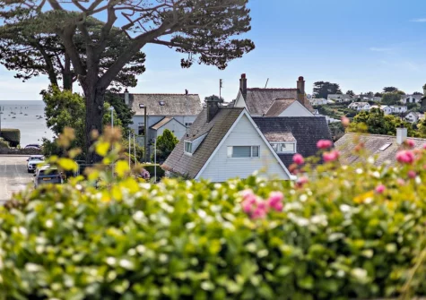 The view towards the sea from the terrace at Hillside, Abersoch