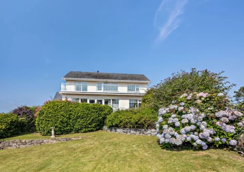 The tiered front lawned garden at Hillside, Abersoch
