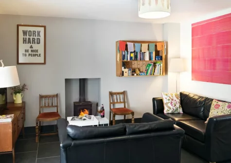 The living area at Holly Cottage at Woodlands Farm, Little Haven