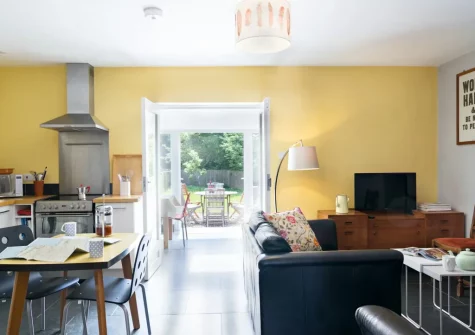 The living area & kitchen at Holly Cottage at Woodlands Farm, Little Haven