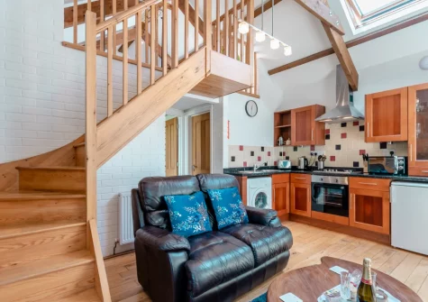 The open-plan living area at Holly Cottage, Haverfordwest