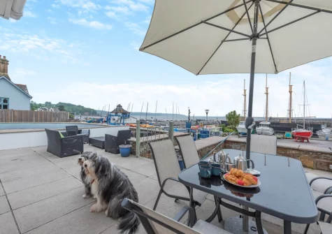 The patio & alfresco dining area at Landfall, Saundersfoot