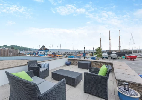 The patio & outdoor sitting area at Landfall, Saundersfoot