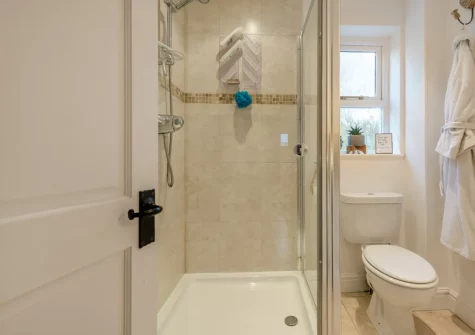 The ground floor shower room at Lily Cottage, Angle