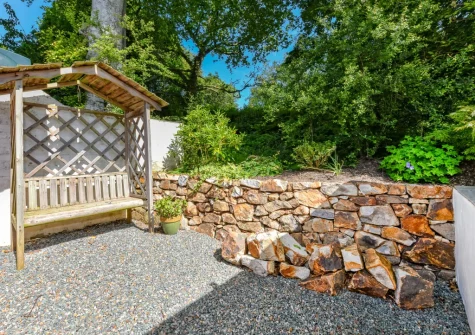 The outdoor sitting area at Llyn Orta, Llanbedrog