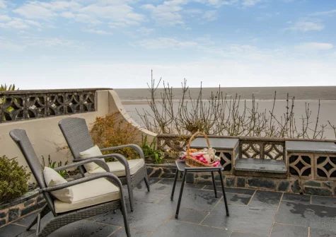 The patio & outdoor sitting area at Mariners Reach, Saundersfoot