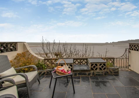The patio & outdoor sitting area at Mariners Reach, Saundersfoot