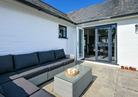 The patio & outdoor sitting area at Mor a Mynydd, Abersoch