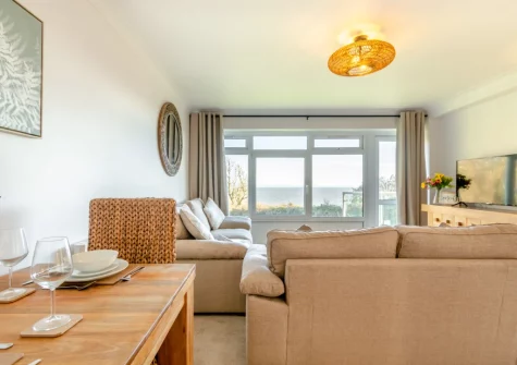 The living & dining area at Mor Glas View, Tenby