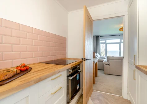 The kitchen at Mor Glas View, Tenby