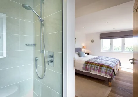 Bedroom #1 & en-suite shower room at Morannedd, Bwlchtocyn