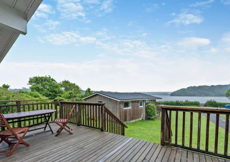 The decked terrace & alfesco dining area at Morning Tide, Burton Ferry