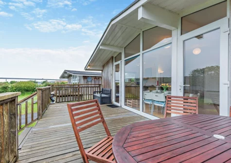 The decked terrace & alfesco dining area at Morning Tide, Burton Ferry
