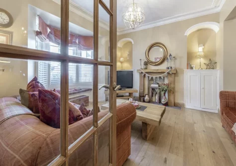 The living area at Nelson Cottage, Tenby