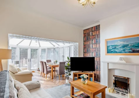 The living area at North Bay Bungalow, Rhos on Sea