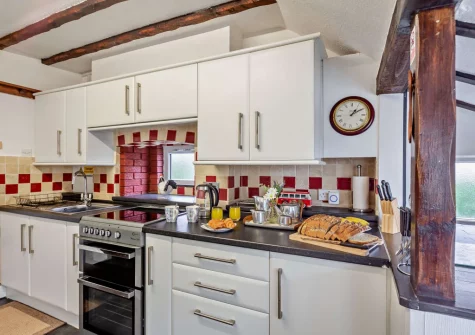 The kitchen at North Bay Bungalow, Rhos on Sea