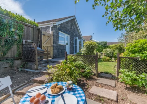 The patio & outdoor sitting area at Oak View, Tenby