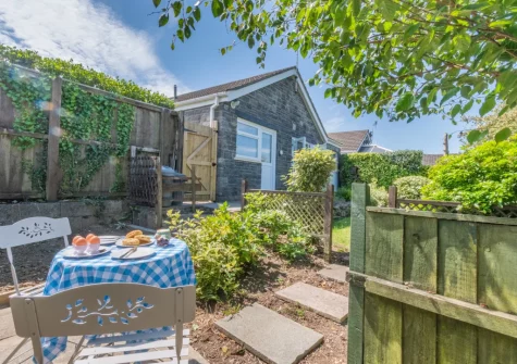 The patio & outdoor sitting area at Oak View, Tenby