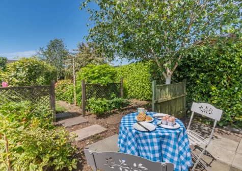 The patio & outdoor sitting area at Oak View, Tenby