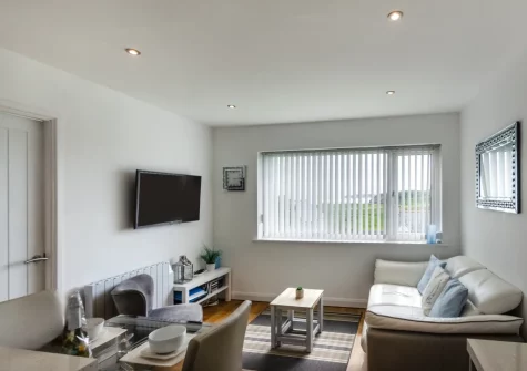 The living area at Ocean Breeze, Penally